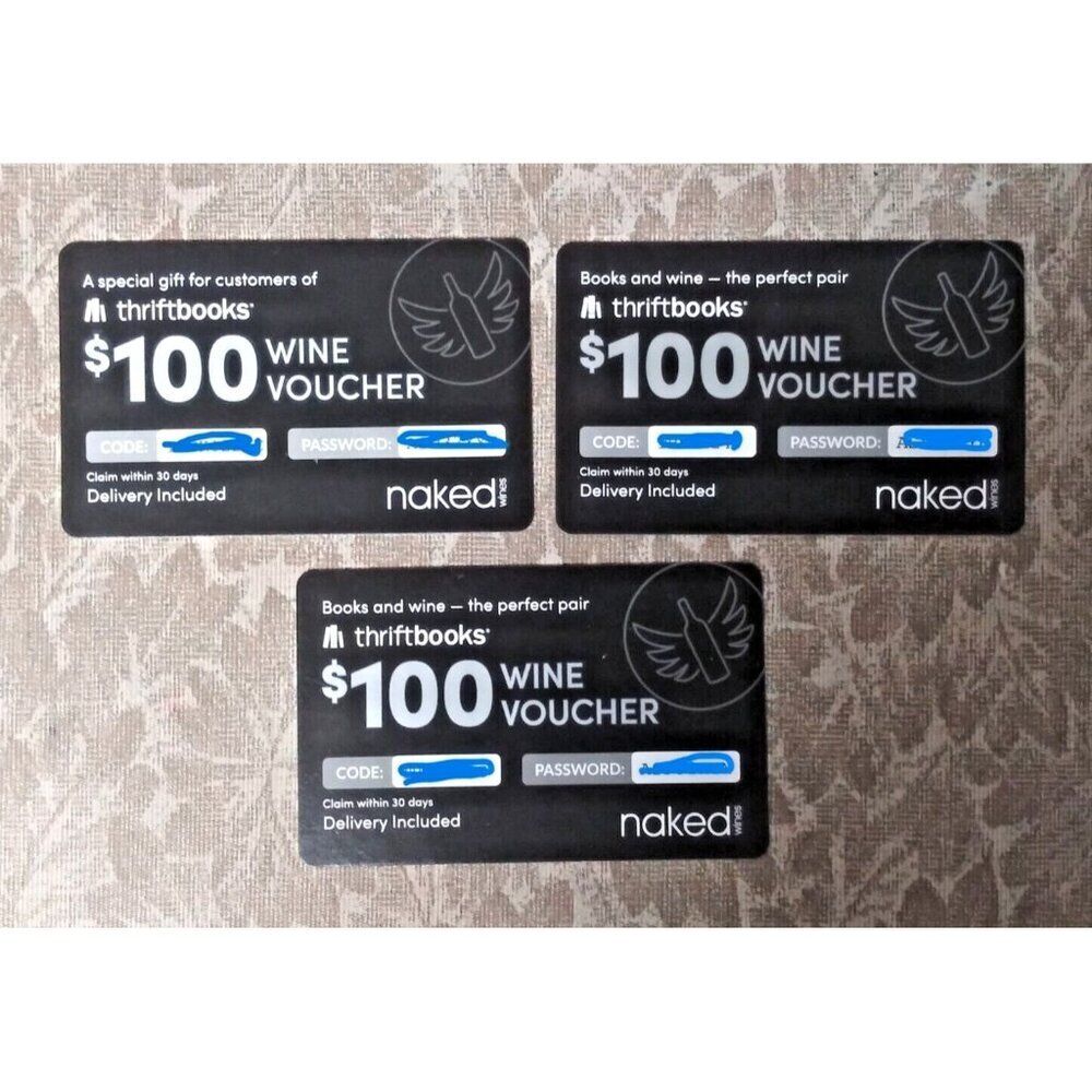 set of 3 $100 Wine Vouchers / Gift Cards  !!!!!courtesy Nakedwines